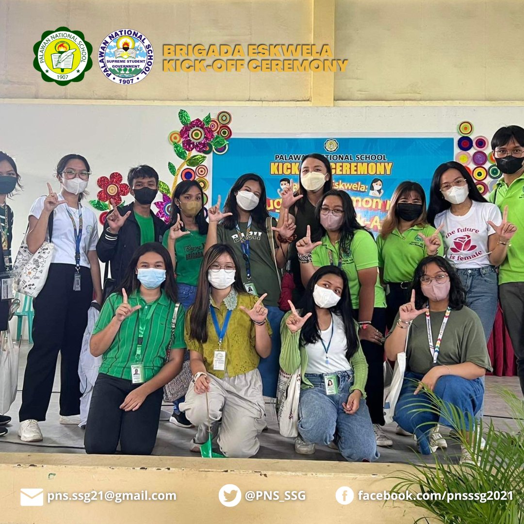 PNS_SSG's tweet photo. PNSians, handa na ba kayo?

Kaya naman ngayong araw, pormal nang binuksan ng Palawan National school ang Brigada Eskwela 2022 sa theme na “Tugon sa Hamon ng Ligtas na Balik-Aral.” 📖

More: https://t.co/cbS77anRmW

#PNSSSG
#BrigadaEskwela22 https://t.co/Ief9Lro79p