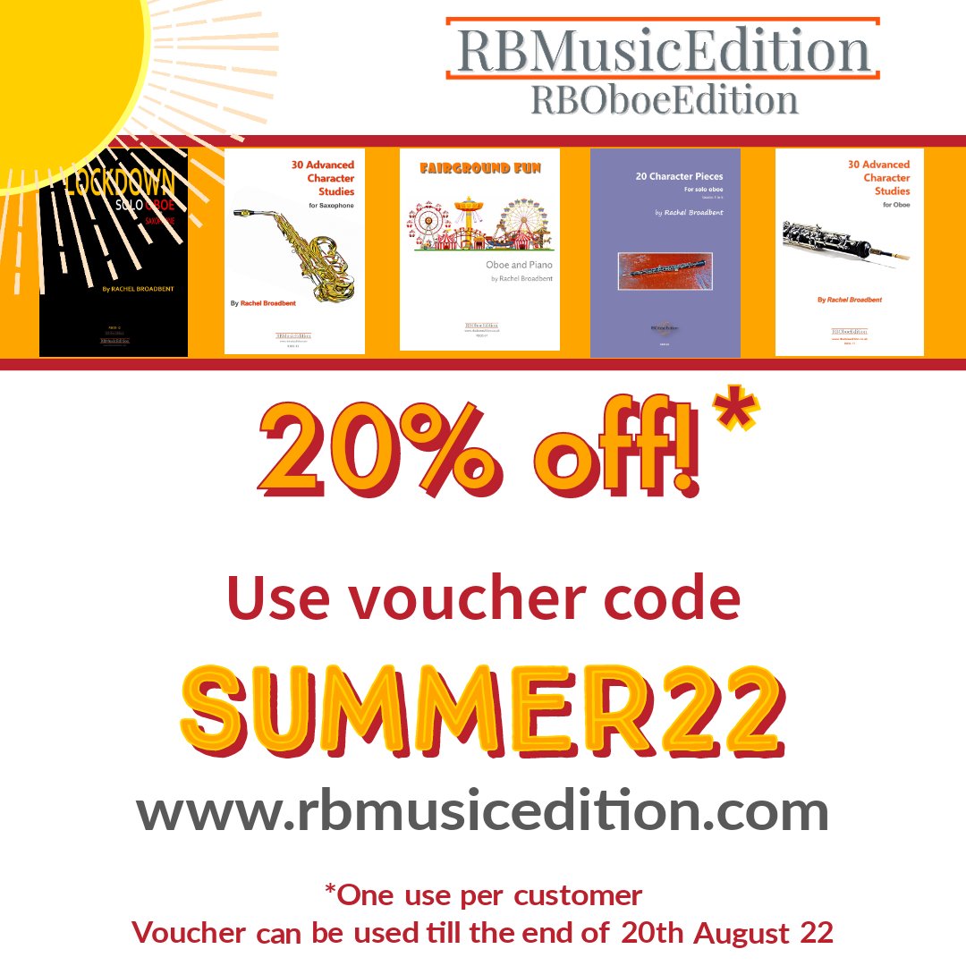 OboeRb's tweet photo. 20% off at https://t.co/tUXrPfqEOW 
Including 20 Character Pieces set for Grade 4 &amp; 5 @ABRSM exams. 
#oboe #oboemusic #sax #saxophone #saxmusic #woodwind https://t.co/7TBGa9VZwj