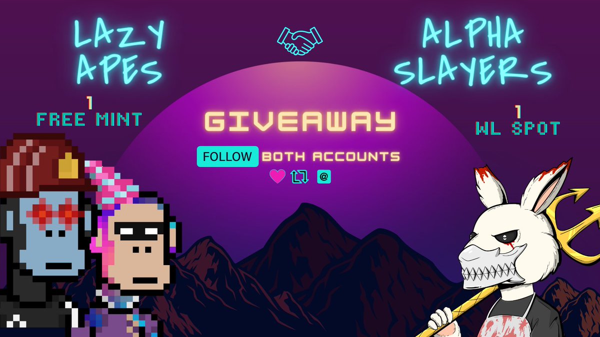 Alpha Slayers Club (@alphaslayersnft) on Twitter photo We’re collaborating with <a href="/KadenaApes/">Lazy Penguins 🐧</a> and will give away 1 🐒 Free Mint and 1 🐰 WL
1️⃣ Like, RT and tag 3 CT friends
2️⃣ Follow <a href="/KadenaApes/">Lazy Penguins 🐧</a> and <a href="/AlphaSlayersNFT/">Alpha Slayers Club</a>
3️⃣ Join both discord servers
discord.gg/alphaslayerscl…
discord.gg/S2q9UZRzXY
Winners will be drawn in 72h We’re collaborating with <a href="/KadenaApes/">Lazy Penguins 🐧</a> and will give away 1 🐒 Free Mint and 1 🐰 WL
1️⃣ Like, RT and tag 3 CT friends
2️⃣ Follow <a href="/KadenaApes/">Lazy Penguins 🐧</a> and <a href="/AlphaSlayersNFT/">Alpha Slayers Club</a>
3️⃣ Join both discord servers
discord.gg/alphaslayerscl…
discord.gg/S2q9UZRzXY
Winners will be drawn in 72h