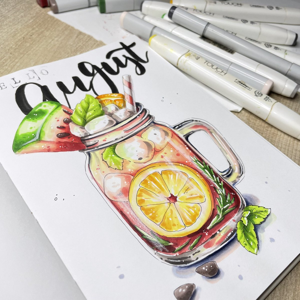 art_is_journey's tweet image. Hey guys! How is your week going🍹? I am working on something special for you😉 #markertutorial #wip #copicmarkers #artjournaling