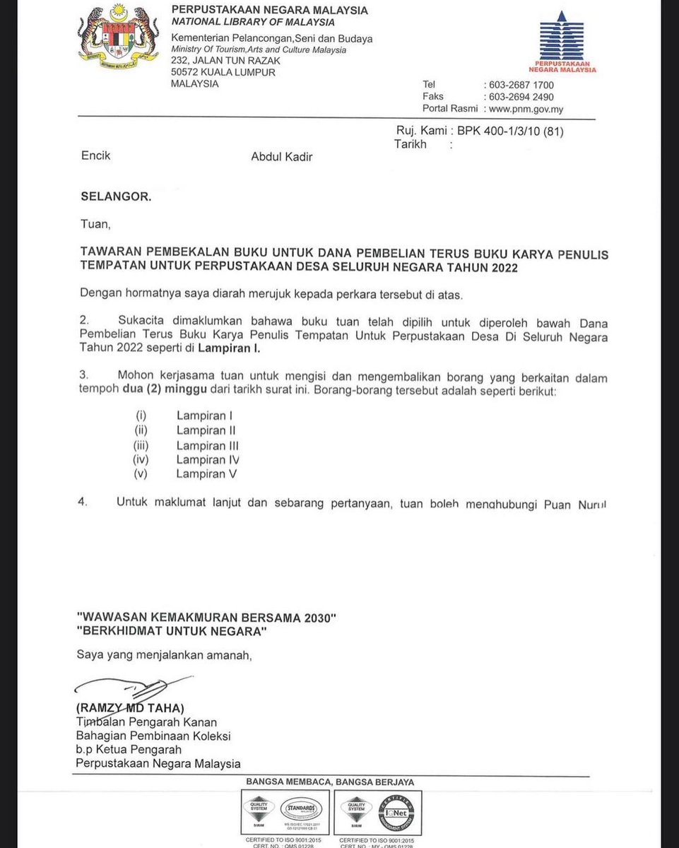 addien90s's tweet image. Alhamdulillah, new achievement. Buku ketiga saya diiktiraf oleh perpustakaan negara untuk diagihkan kepada perpustakaan desa seluruh tanah air. Sebagai penulis kecil dan tak dikenali, ini suatu penghormatan. Cerita penuh saya nukilkan di instagram. ☺️

instagram.com/p/ChCWFnVvDV2/…