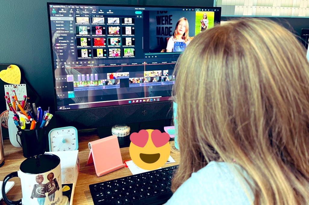 DrHoldsworth's tweet image. My 10yo making her communicator mama’s heart happy: editing her own video. 😍
