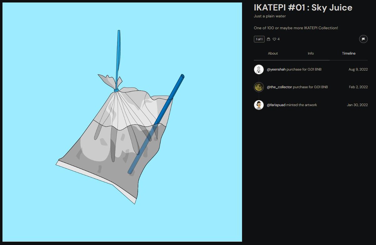 Item sold on the secondary market! Thank you <a href="/yeenshah/">¥</a> for becoming the new owner of my first IKATEPI collection! Also thanks to #pentasian and the #nftcomunity for the support! Feel free to check out <a href="/yeenshah/">¥</a> and my unsold art that is only available on <a href="/pentas_io/">Pentas | NFT Marketplace</a>