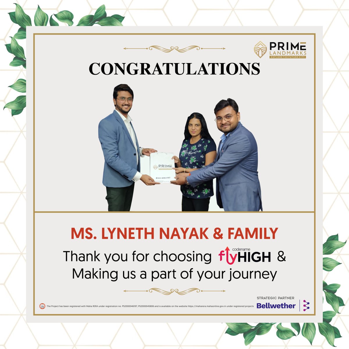 Prime_Landmarks's tweet photo. #Congratulations! Mr. Lyneth and family, thank you for choosing #PrimeLandmark's #CodenameFlyHigh and entrusting us with your #Journey. We look forward to offering you an exquisite #Lifestyle and the #Comforts you seek.
#Santacruz2.0 #Client #Trust #Panvel #Dapoli #RealEstate https://t.co/dnIOP2mznN