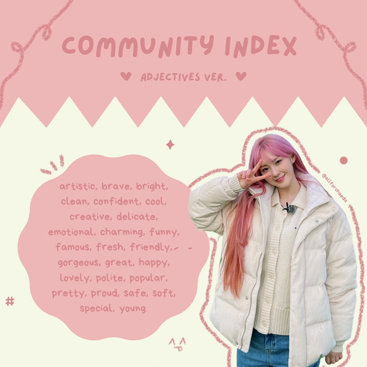 hwangtitii's tweet photo. — chaehyun community index !
                         ( by @allforchaeda )

케플러 김채현 #김채현 #CHAEHYUN #케플러 #KEP1ER @official_kep1er https://t.co/jN51vSnoLD