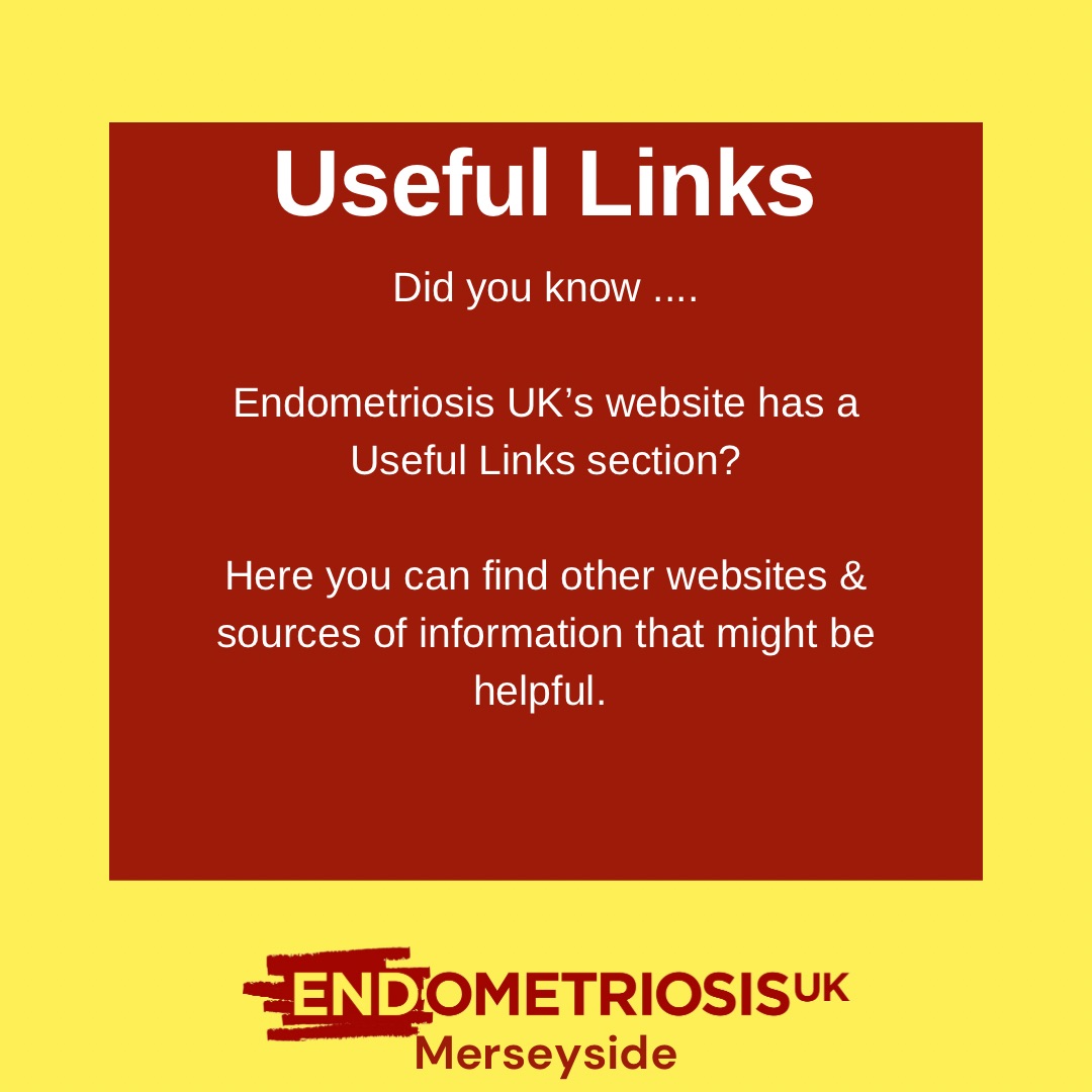 Merseyside Endometriosis Support Group (@endomerseyside) on Twitter photo **Signposting**
<a href="/EndometriosisUK/">Endometriosis UK</a>’s website has a section for signposting users to
other resources:
endometriosis-uk.org/useful-links
#endometriosis **Signposting**
<a href="/EndometriosisUK/">Endometriosis UK</a>’s website has a section for signposting users to
other resources:
endometriosis-uk.org/useful-links
#endometriosis