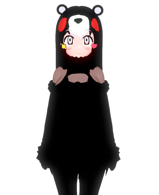 照明を消した時、顔や色のある部分を除いては見えないように服装の光沢を減らしました。 