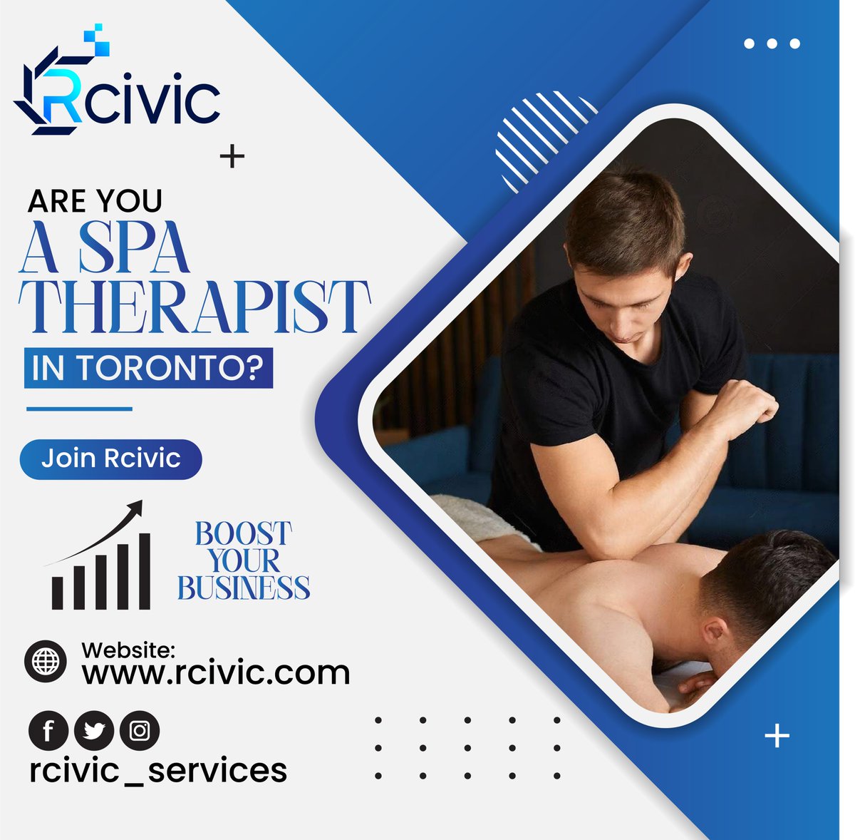 Are you a #spatherapist in Toronto?
Join RCIVIC & grow your business!
For more details visit u at rcivic.com or DM us!
#spatherapist #spamassagetherapist #spatherapistjobs #spatherapistexpert #rcivicservices #toronto #joinus #joinusnow