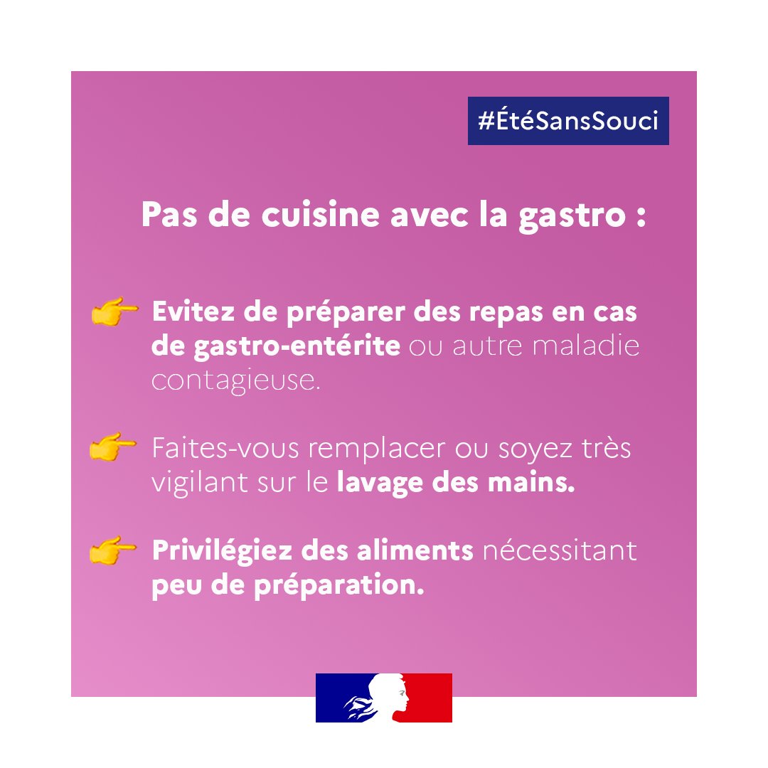 #ÉtéSansSouci ☀  | Des températures élevées, des modes de préparation et de conservation des repas parfois inhabituels…
💡Adoptons les bons gestes pour éviter les intoxications alimentaires !
