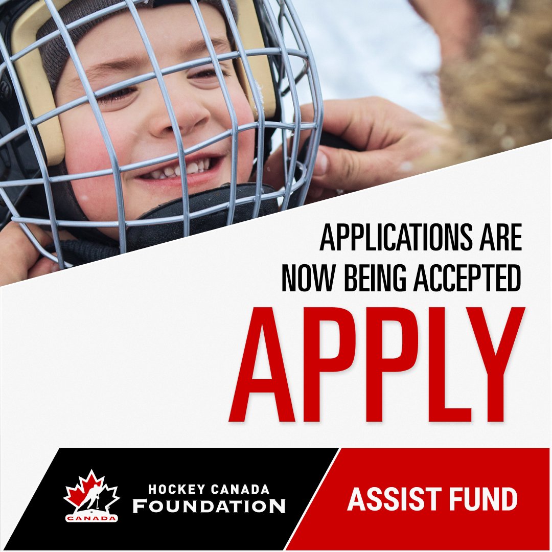 The Hockey Canada Foundation is excited to announce the return of the #HCFAssistFund! Created to help 🇨🇦
families &amp; communities get kids back to the game they love by providing up to $500 towards hockey registration fees. hockeycanada.ca/assistfund

<a href="/HockeyCanada/">Hockey Canada</a>