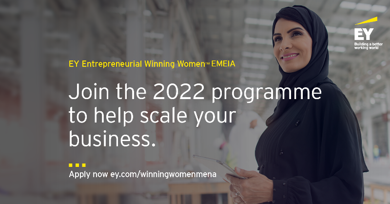 ey_mena's tweet photo. Applications for the EY Entrepreneurial #WinningWomen EMEIA class of 2022 close on August 15th. If you're a female entrepreneur in #MENA with an established business and looking to scale up, apply to join a global cohort of women entrepreneurs.