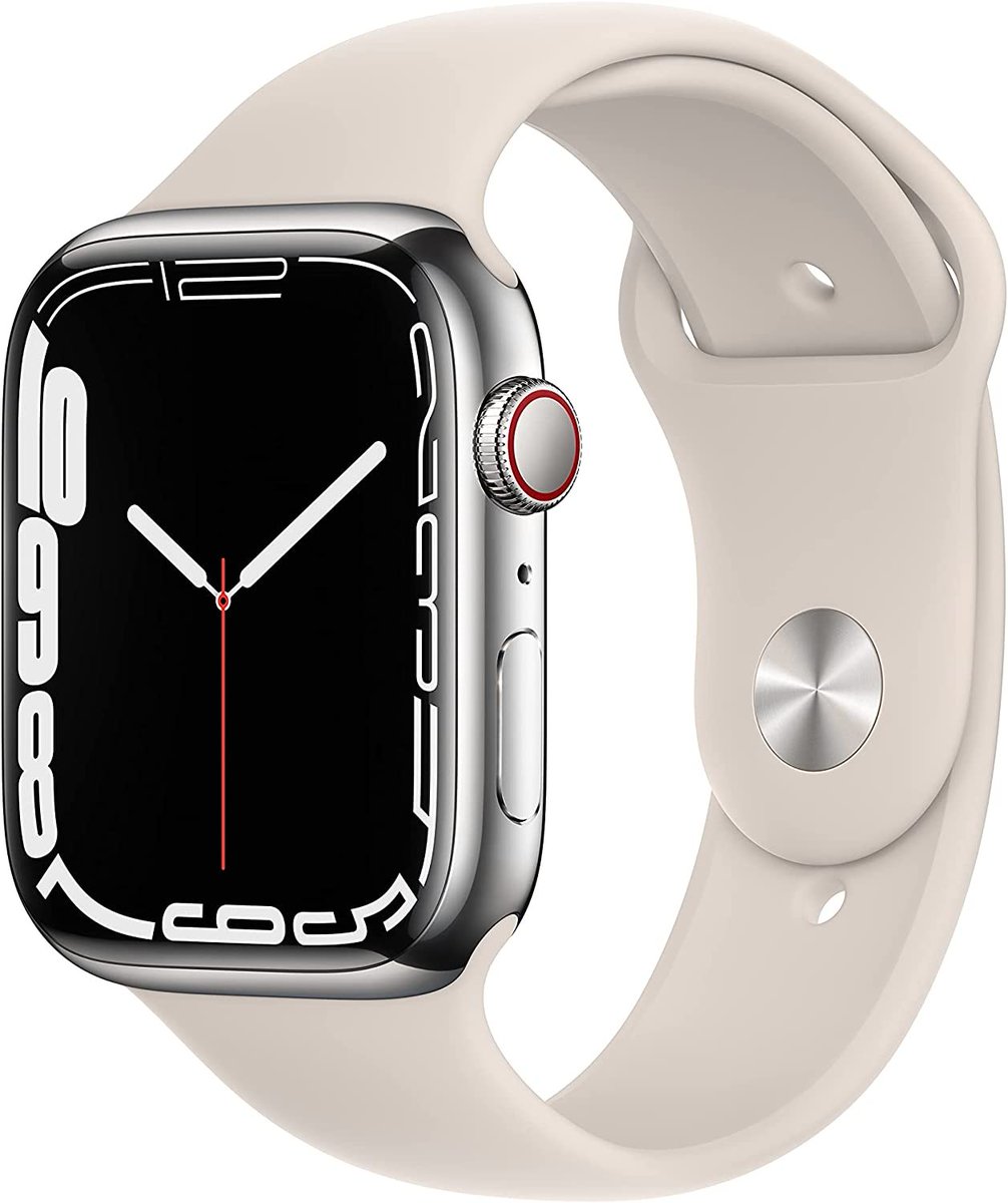 GYXdeals's tweet photo. Apple Watch Series 7 [GPS + Cellular 45mm] Smart Watch w/ Silver Stainless Steel Case is $518.50 https://t.co/EbENB81qFd #ad (List Price $749.00) https://t.co/A7kyqUHX5K