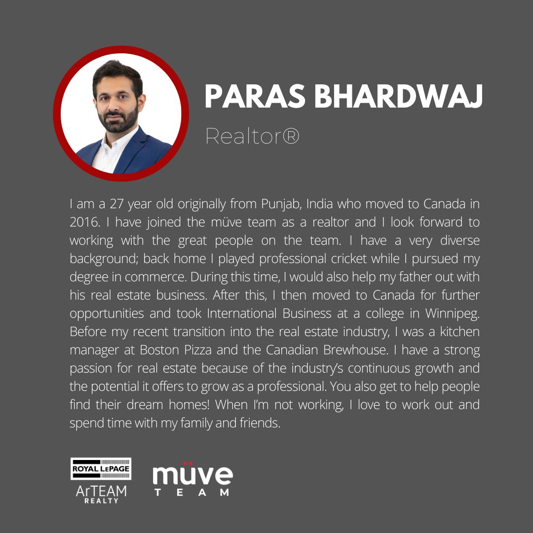 muveteam's tweet photo. 𝐆𝐄𝐓 𝐓𝐎 𝐊𝐍𝐎𝐖 👈⁠
Paras Bhardwaj, REALTOR®⁠

Welcome to the team, Paras.⁠
⁠
#themüveteam #themüveexperience #themuveteam #royallepage #arteamrealty #edmontonhomes #yeglistings #edmontonrealestate #yegrealtors #yegrealtor #yeghomes https://t.co/CVNHtgvKrz