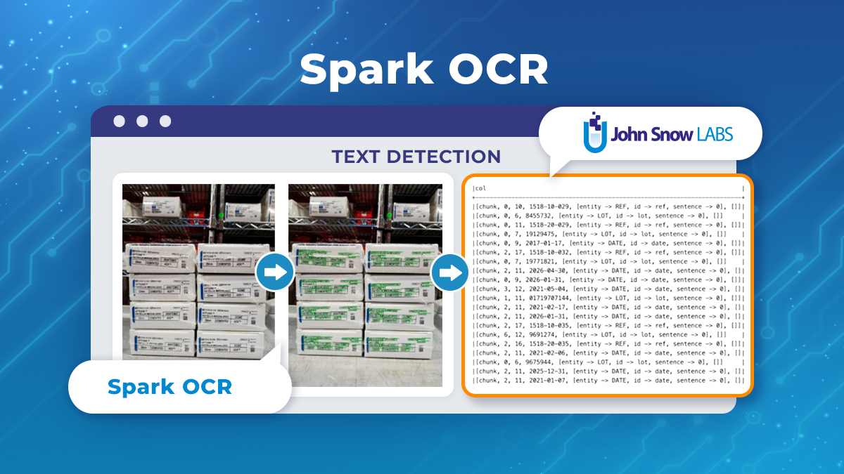 JohnSnowLabs's tweet image. Learn more about text detection in #SparkOCR: 

hubs.li/Q01jnT0Q0  

#bigdataanalytics #nlu #nlp #nlproc #textmining #datascience #ai #ml #dl #healthcareai #python #pythonprogramming #datascience #artificialintelligence #coding