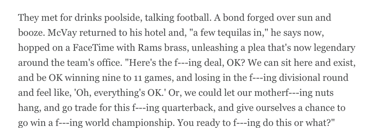 BGMediaOnSI's tweet photo. "Here's the f-ing deal, OK? We can sit here and exist, and be OK winning 9-11 games, and losing in the f-ing div. round...Or, we could let our mfing nuts hang, and go trade for this f-ing QB, and give ourselves a chance to go win a f-ing world championship."

Ok, Sean 😳 https://t.co/yP3gkYzwbC