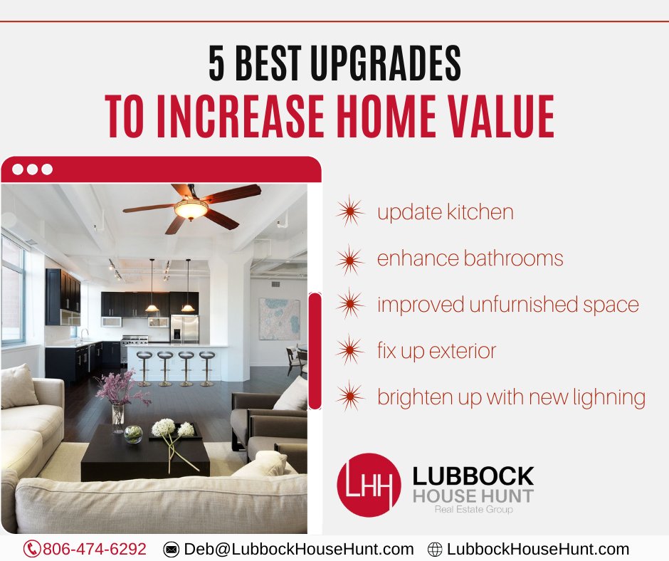 DebScottREALTOR's tweet photo. As you plan your next renovation project, it’s more important to know what upgrades increase home value. 
#homerenovation #homeupgrades #increasehomevalue #deblubbockhousehunt #lubbockhousehunt https://t.co/zdhibxRzvE