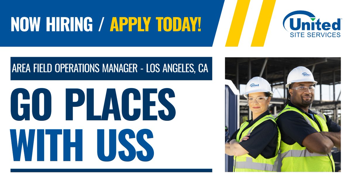 UnitedSiteServ's tweet photo. We are currently looking for an Area Field Operations Manager who will oversee operational activities of multiple branches to join our talented team in Los Angeles, CA! #GoPlacesWithUSS Apply online today: https://t.co/58egp5Pak1 https://t.co/z0ZK4rUaxN