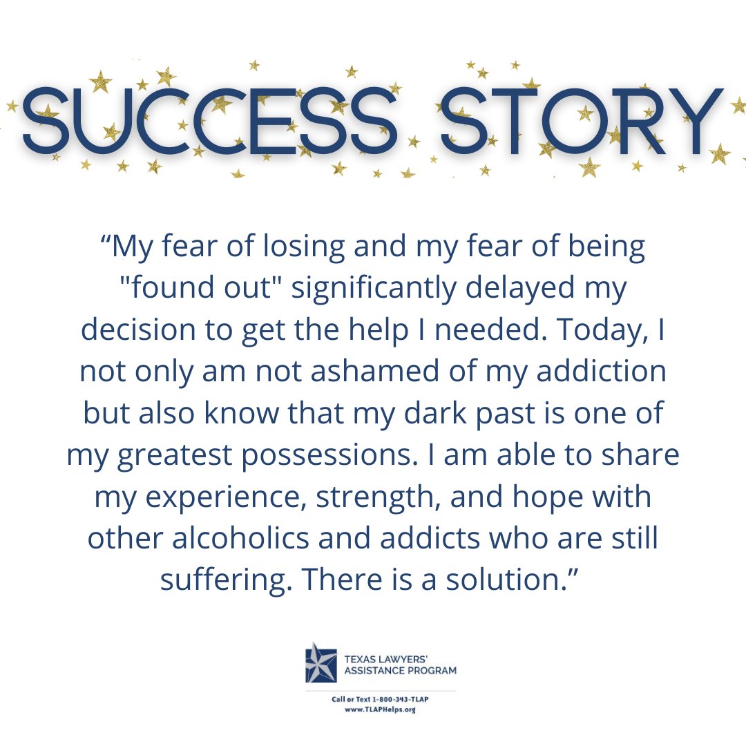 It is not shameful to get help! Thank you for being able to share your experience with others!

(If you would like to submit a success story, please call or text us at 1-800-343-TLAP (8527). TLAP is strictly confidential)

#MentalHealth #Addiction #SuccessStory #TLAPHelps