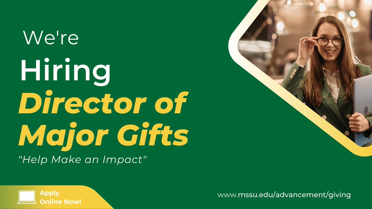 MSSUAlumFriends's tweet photo. Seeking a friendly and personable team member who will enjoy making a difference at MSSU, its Foundation, and in the lives of students, faculty, and staff (plus some sweet perks like free tuition and great benefits). 

Click here to apply now:
https://t.co/BUW475uRg6 https://t.co/hq50cd7PSm