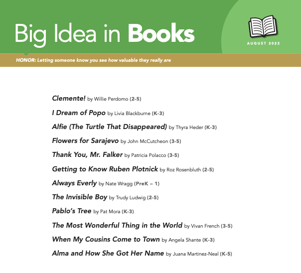 Looking for a good book that focuses on #Honor, our #BigIdea for August? Check out these suggestions. 📚🦁