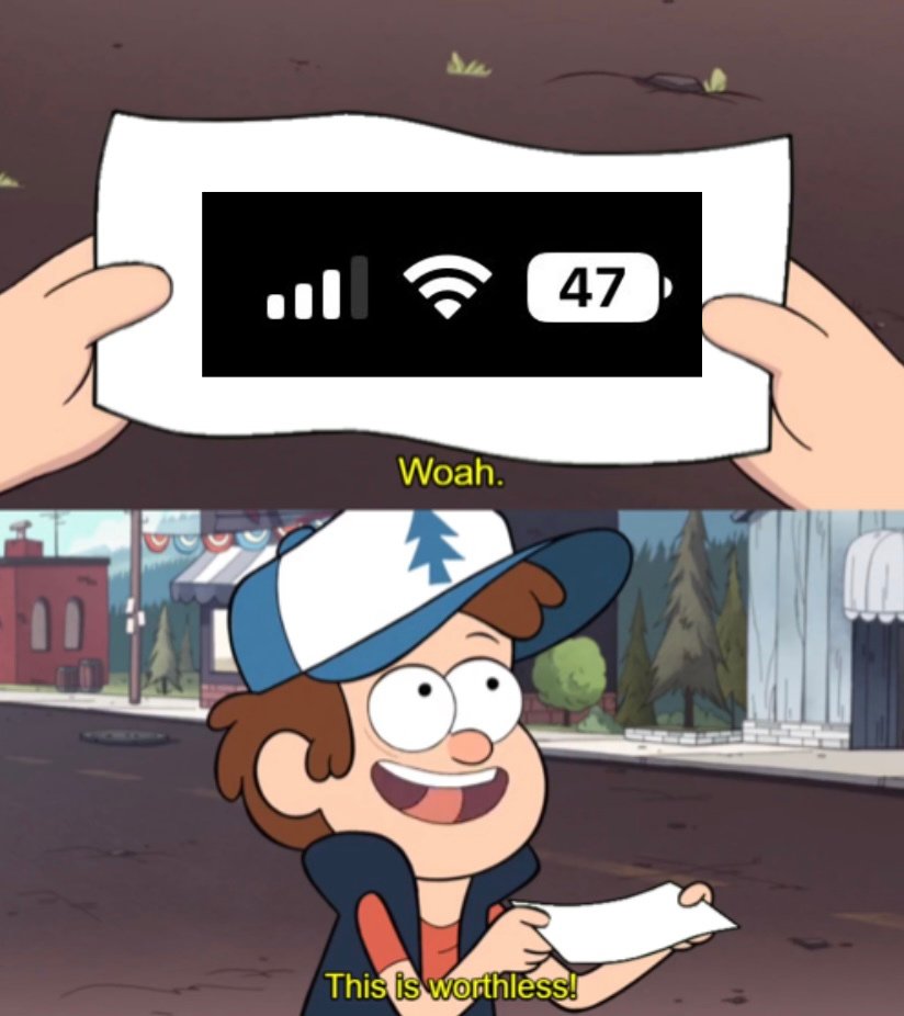 payetteforward's tweet image. iPhone SE users reacting to the return of the battery percentage indicator:

#iOS16 #iOS #ios156 #Apple #MEMES