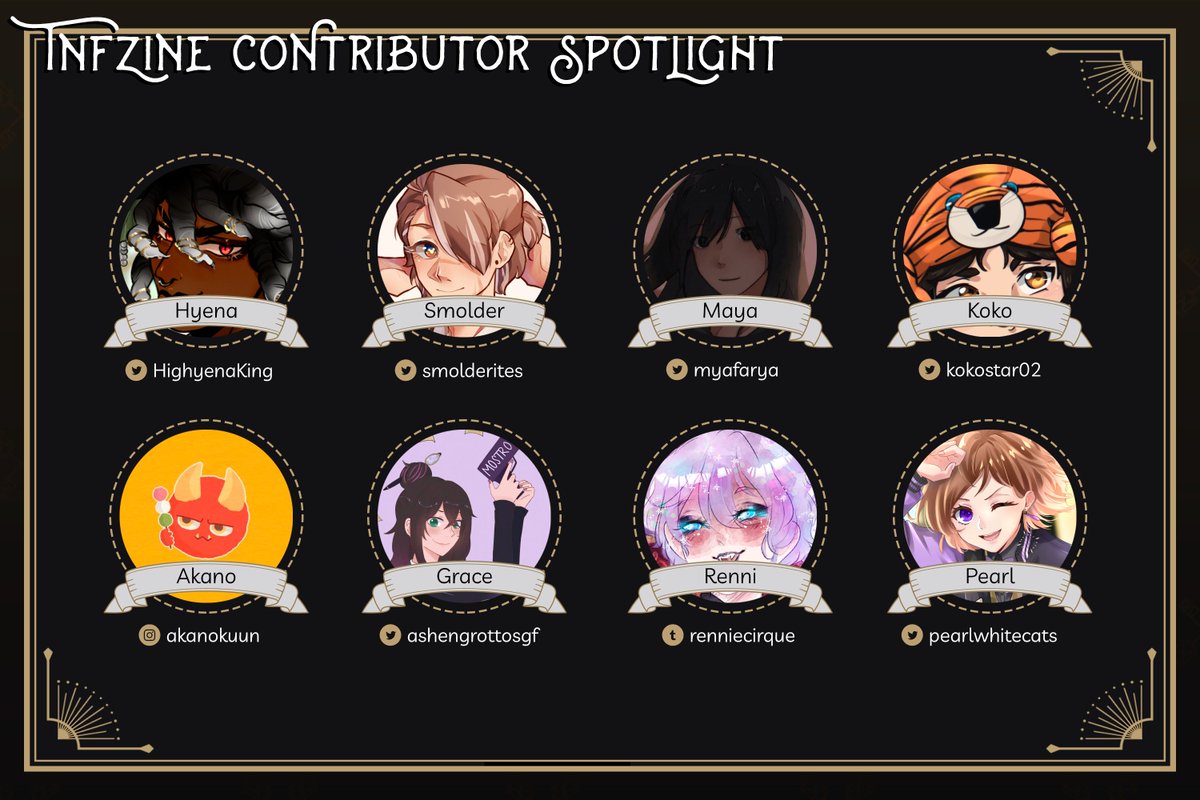 TNFZine's tweet photo. 🌟 Here's our third group of amazing contributors, give them a warm welcome and check out their works!

Twisted New Faces has a big group of participants, so don't miss out our next contributor spotlight. 🪄 https://t.co/bhhBChpyRd