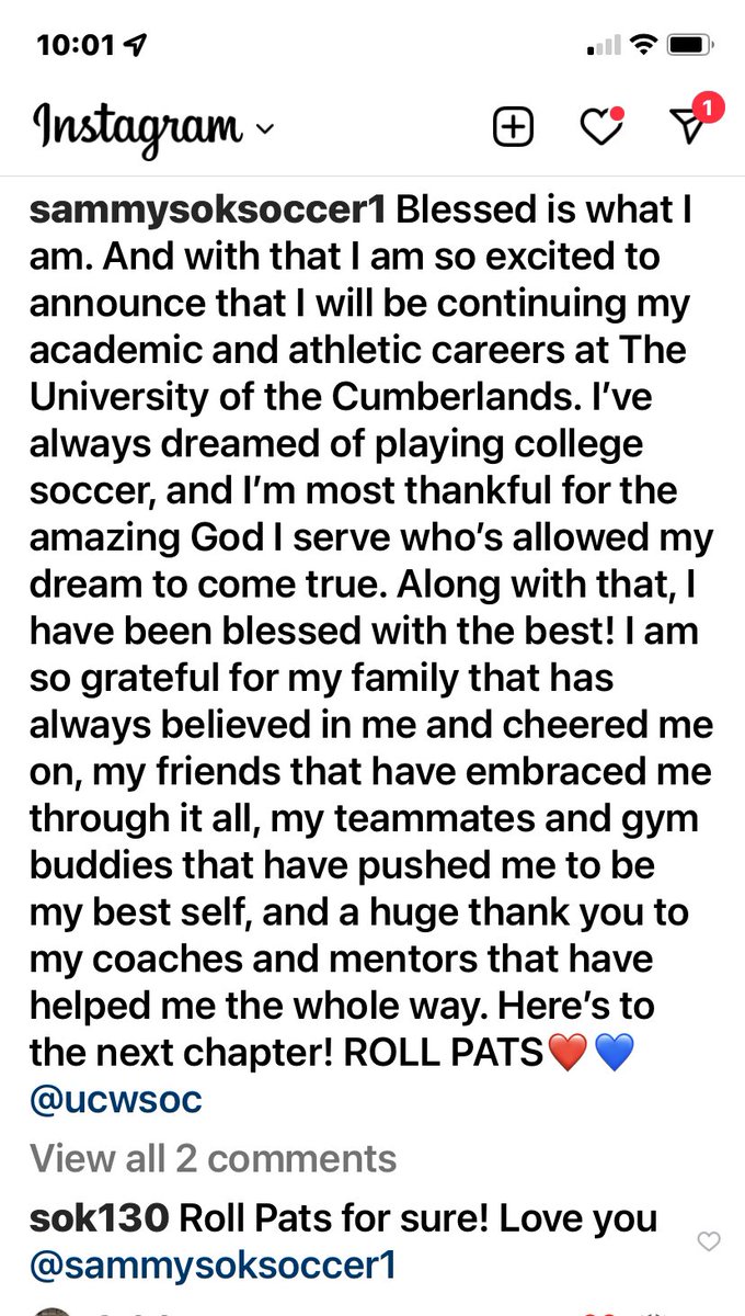 So proud of our daughter <a href="/sammysoksoccer1/">Sammy Sokolove</a>. <a href="/UCWSOC/">UC Women's Soccer</a> got a Great one and we are excited for her to pursue her dreams, goals and more importantly her FAITH! <a href="/SokoloveMelissa/">Melissa Sokolove</a> and I love you <a href="/sammysoksoccer1/">Sammy Sokolove</a> #rollpats
