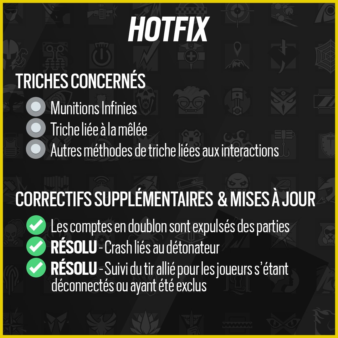 Rainbow Six Siege FR on Twitter "Une maintenance a été effectuée pour