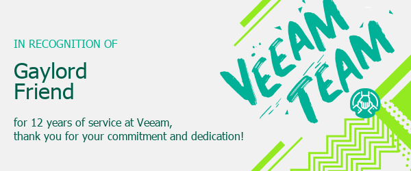 mrgfriend's tweet photo. Whoa!! The years just fly by when you are working at a great company with awesome software and really great folks!! #veeam #veeamazing https://t.co/Dpv15TSQX8