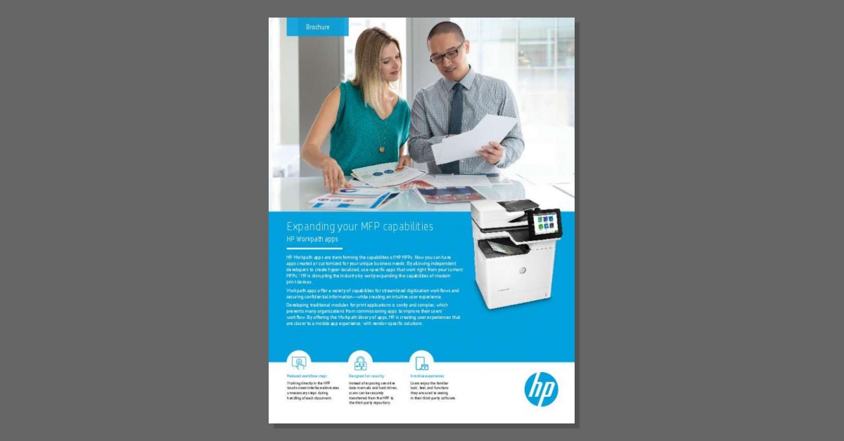 ICT_NETWORK_SYS's tweet image. Transform your printer! Looking to save time and money? ICT NETWORK SYSTEMS INC. encourages you to download this brochure to see how you can accelerate #printworkflows with @HP Workpath apps that work from your MFPs and create an intuitive UX. stuf.in/b9q3om