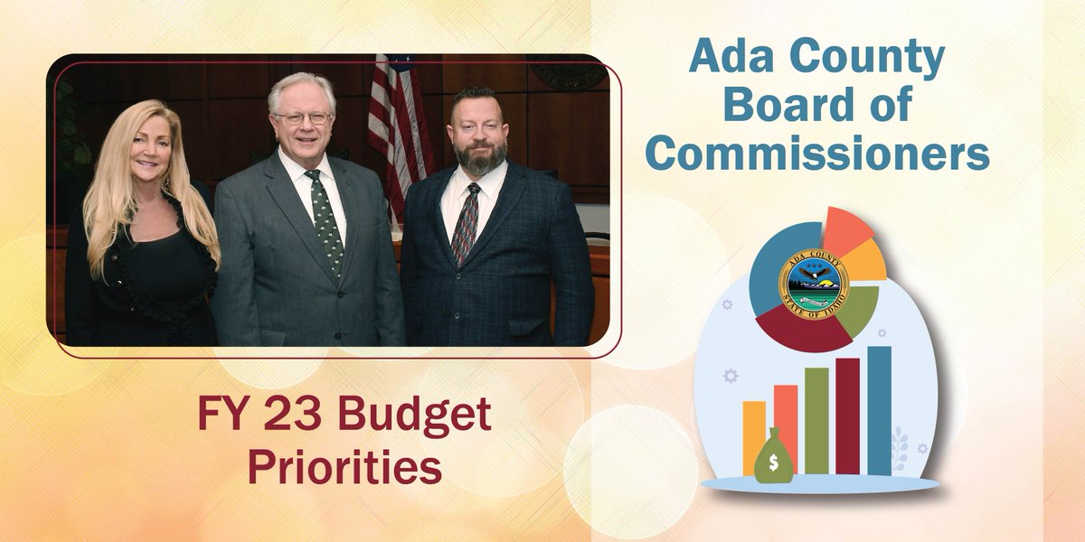 Ada_County's tweet photo. The Ada County FY 23 Budget will be formally adopted Tuesday Aug 16th during the Commissioner's Open Business Meeting. This year's budget does not raise property taxes and puts people and families first in a fiscally responsible manner. Learn more https://t.co/igIZeuvSfE https://t.co/QzlmuaFRbf