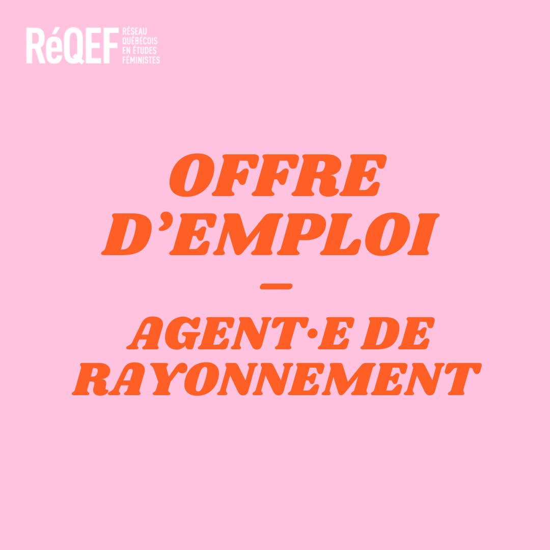 RéQEF (@reqef_) on Twitter photo ◣AGENT·E DE RAYONNEMENT◥ 
L'équipe du RéQEF ouvre un nouveau poste destiné à un·e étudiant·e universitaire afin de soutenir son équipe de travail pour le rayonnement des membres.
Date limite : 𝟵 𝘀𝗲𝗽𝘁𝗲𝗺𝗯𝗿𝗲 𝟮𝟬𝟮𝟮 pour postuler
Détails : bit.ly/agenterayonnem… ◣AGENT·E DE RAYONNEMENT◥ 
L'équipe du RéQEF ouvre un nouveau poste destiné à un·e étudiant·e universitaire afin de soutenir son équipe de travail pour le rayonnement des membres.
Date limite : 𝟵 𝘀𝗲𝗽𝘁𝗲𝗺𝗯𝗿𝗲 𝟮𝟬𝟮𝟮 pour postuler
Détails : bit.ly/agenterayonnem…