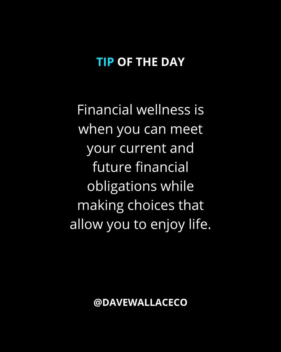 davewallaceco's tweet photo. 🛑 Financial wellness is not the most important thing, but it leads to the most important thing by clearing the way to make choices that allow you to enjoy your life. 💚

#financialwellness #personalfinance #debt #spending #money #wealth #investing https://t.co/WVPZukh4Zn