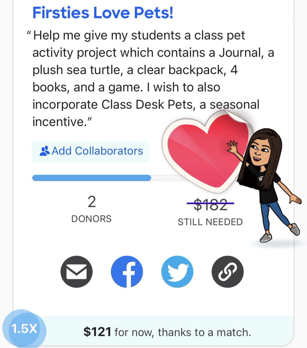 50% Match only $121 Needed!! Sprinkle if you can and RT!💕TY
#teachertwitter #clearthelist #donorschoose <a href="/CarrieSchwab/">Carrie Schwab</a> <a href="/stacypalmer/">stacy palmer</a> <a href="/WendySteele/">Wendy H. Steele</a> <a href="/MarcGunther/">MarcGunther</a> <a href="/tammytumbling/">Tammy Tumbling</a> @yurivanetik <a href="/NellaWebster/">Nella Webster</a> <a href="/ErikWexler2/">Erik Wexler, Father, Partner, Friend, Manager</a> <a href="/craignewmark/">craig newmark</a> <a href="/notbatmanyet/">Sam</a> donorschoose.org/project/firsti…