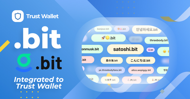 TrustWallet's tweet photo. We've got a #TrustWalletTuesdays announcement for you fam!

We've integrated the @dotbitHQ #Web3 identity service! .bit supports the #ETH, #MATIC, #BNBChain and #tronnetwork 💙

Read the full announcement on our community page linked below 👇