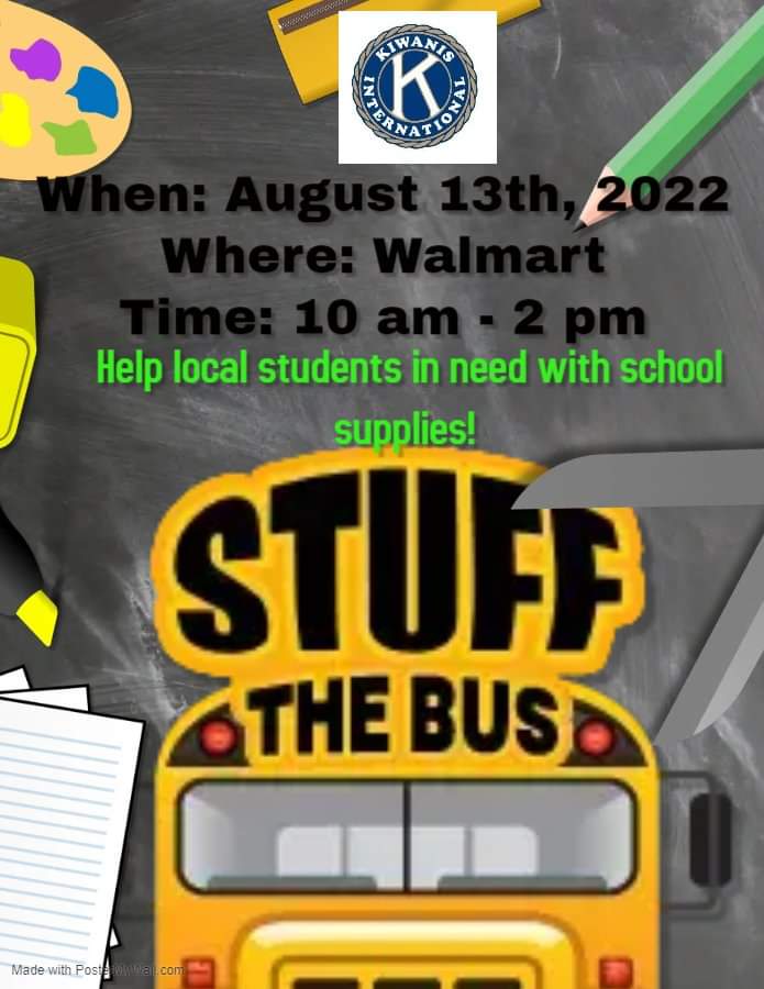 We are thankful for our local Kiwanis Club Of Newton Kansas for taking over the Stuff the Bus initiative!

USD 373 will have a bus outside the Newton Walmart (1701 S. Kansas) on Saturday from 10am-2pm. Thank you in advance for donating as you are able. #RailerFamily