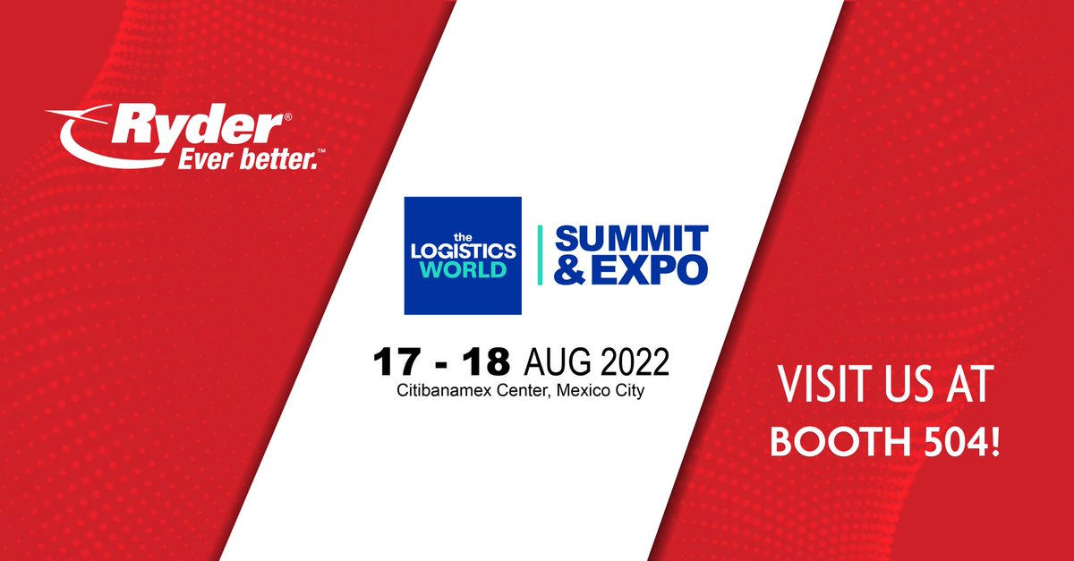 RyderSystemInc's tweet image. ‘@thelogisticswd Summit &amp;amp; Expo is approaching and we are excited to participate again in Mexico City! We look forward to seeing our Mexico network next week August 17-18 at Centro Citibanamex, booth 504. #logisticsevent #supplychain #networking #RyderMexico