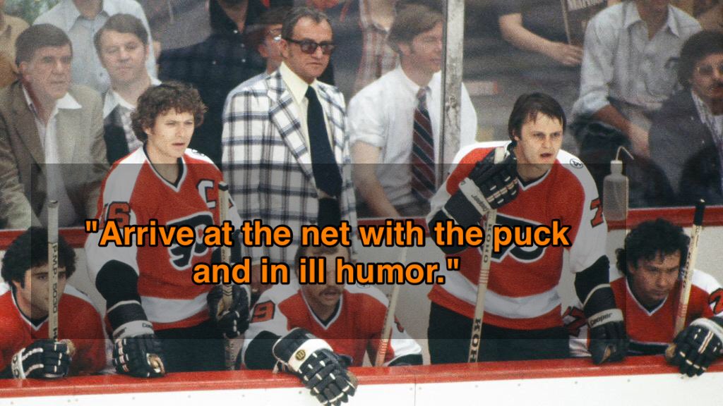 hockeyfights's tweet photo. Quotes from History:
Head coach Fred Shero had a unique game plan
#HFquotes #BringItToBroad #NHL https://t.co/u46bxwpz2n