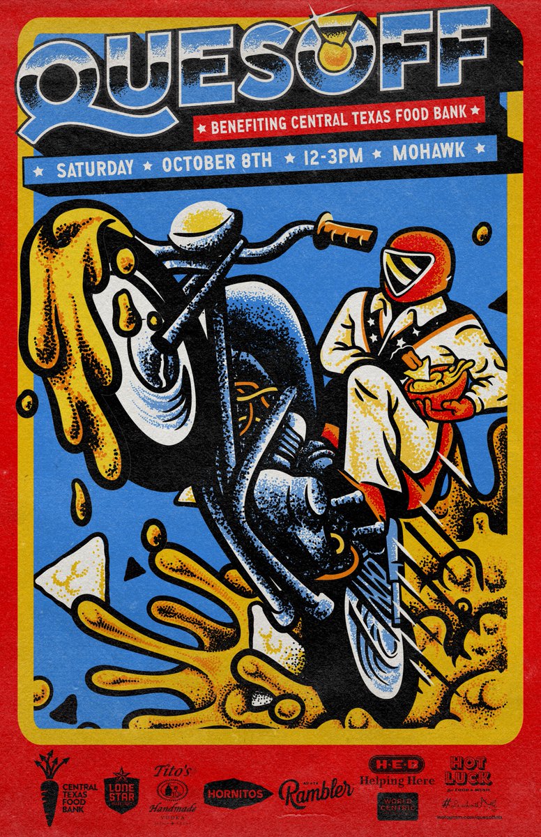 #Quesoff returns 10/8 at <a href="/mohawkaustin/">Mohawk Austin</a>! Tix are on sale now—bit.ly/3Q4GZdo. This year's teams include past champs <a href="/BetterHalfBar/">Better Half Bar</a>, <a href="/eldoradocafeatx/">EldoradoCafeATX</a> &amp; Cheesus Queso along w/ La Condesa, Distant Relatives, Tejas Birria &amp; more. Quesoff is proud to benefit the <a href="/CTXFoodBank/">CentralTexasFoodBank</a>.