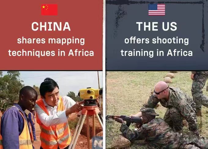 #China brings techniques to #Africa. 
The #US brings violence to Africa.