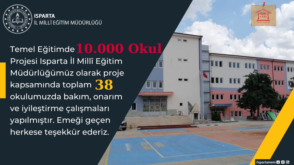 📌Temel Eğitimde 10.000 Okul Projesi

🏫🏗 <a href="/tcmeb/">Millî Eğitim Bakanlığı</a> <a href="/ErhanBaydur1/">Erhan Baydur</a>