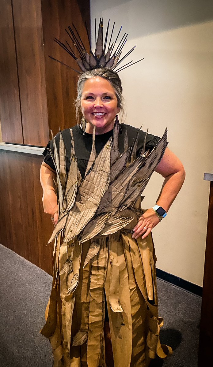 mandyjoconner's tweet image. When it’s SUPERHERO Day at Convocation, and your SUPERPOWER is making things from cardboard, you go as the CARDBOARD QUEEN! ✨👑📦
#CSISD #ourWHY