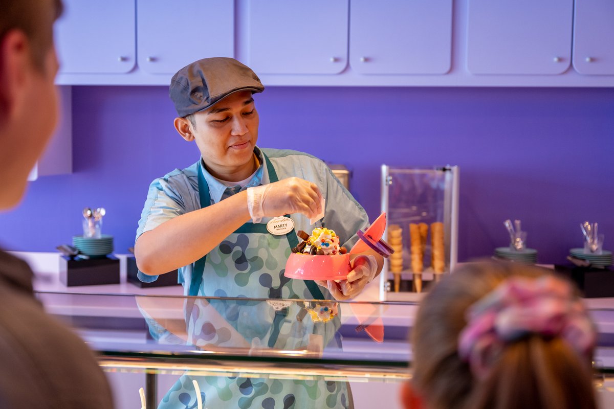 DisneyCruise's tweet photo. Step onboard the Disney Wish … and explore Inside Out: Joyful Sweets, a dessert shop inspired by the loveable characters of Pixar’s “Inside Out" offering exclusive treats and nearly 40 flavors of gelato that are sure to make you feel all the emotions! 💛🧁https://t.co/6mOptGGli9 https://t.co/uu3QljiV3l