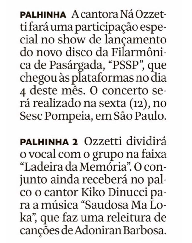 prabebel's tweet image. Sexta no @sescpompeia
 
Filarmônica de Pasárgada
@filarmonicadepa #PSSP

com @Na_Ozzetti 
e @kikodinucci 

sescsp.org.br/programacao/fi…