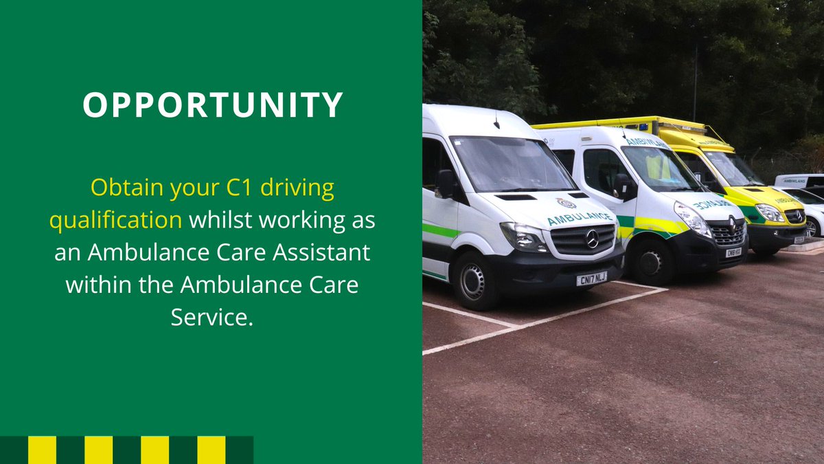We have an opportunity through a one-off scheme for individuals to join the team and obtain their C1 driving qualification on-the-job.

So, if you're interested in working in our Urgent Care Service but are missing this qualification, apply now: ambulance.nhs.wales/get-involved/w… ✍🏽