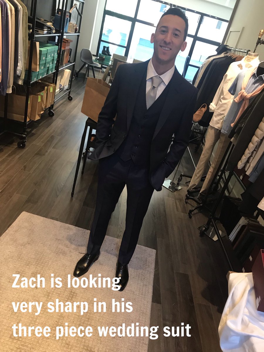 WayneEdwardsMen's tweet photo. A three piece wedding suit for a wedding is wonderful idea.  Zach is wearing a three piece made up in the  #Dormeuil Amadeus fabric and looking very sharp . https://t.co/vM0cPhp0Ak