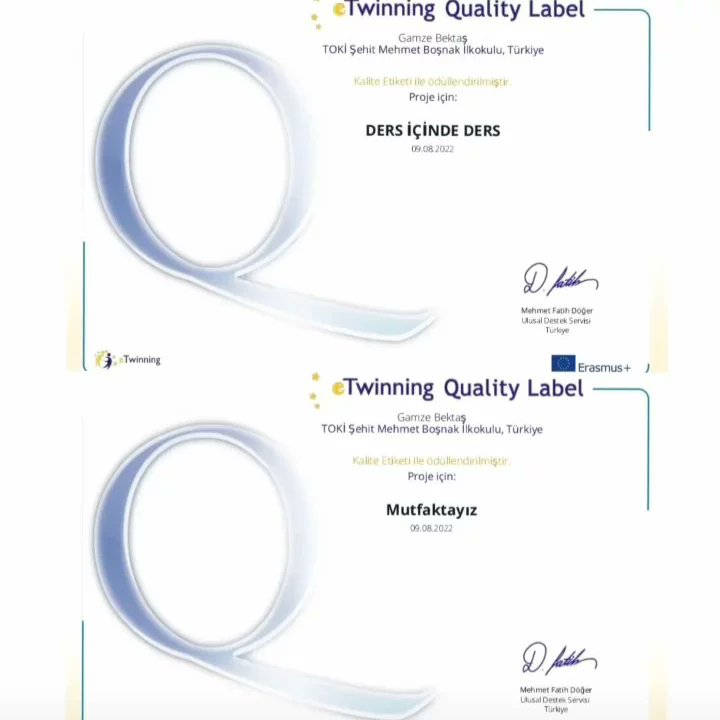 Okulumuz öğretmenleri tarafından yürütülen 5 e-twinning projesi kalite etiketi almıştır. Neslihan, Canan ve Gamze hocam emeklerinize sağlık.
<a href="/mehmetalikatip1/">Mehmet Ali KATİPOĞLU 🇹🇷</a> 
<a href="/MOgretmen55/">MURAT ÖĞRETMEN55</a> 
<a href="/osmancakir60/">OsmanÇAKIR</a> 
<a href="/bafra_mem/">Bafra İlçe Millî Eğitim Müdürlüğü</a> 
<a href="/bafrakaymakam/">Bafra Kaymakamlığı</a>
