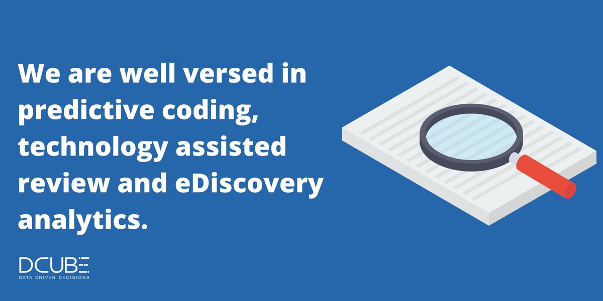 DCube Data Sciences (@dcubedata) on Twitter photo With advanced experience in latest technologies of eDiscovery, we can provide significant risk, time and cost reduction .
Learn more:
dcubedata.com/ediscovery-ser…
Contact us: (737) 222-3289 | info@dcubedata.com
#ediscovery #legaltech #dcube With advanced experience in latest technologies of eDiscovery, we can provide significant risk, time and cost reduction .
Learn more:
dcubedata.com/ediscovery-ser…
Contact us: (737) 222-3289 | info@dcubedata.com
#ediscovery #legaltech #dcube