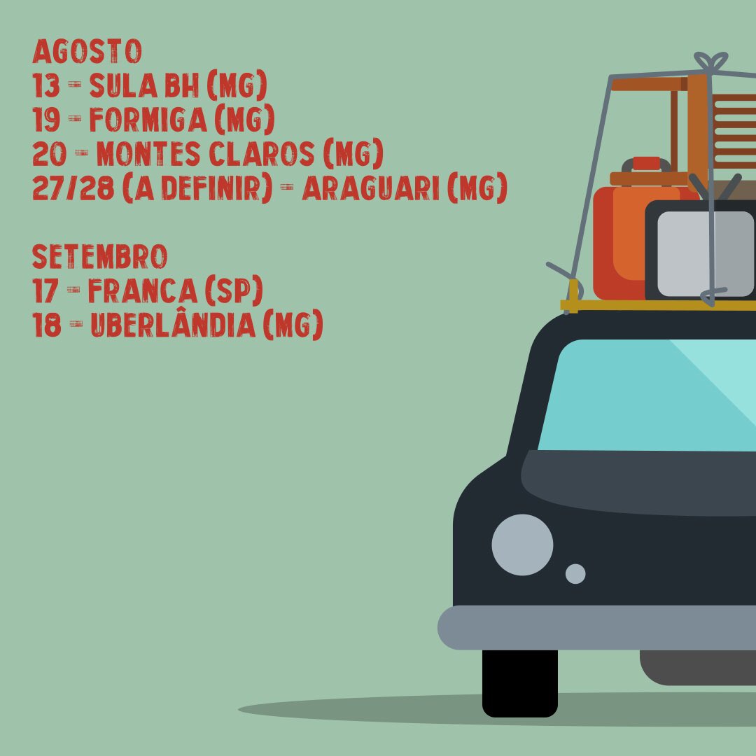 congadar's tweet photo. Tá aí a nossa agenda com os próximos shows.
#congadar #sulabh #formigamg #montesclaros #araguari #francasp #uberlandiamg #tour #shows https://t.co/Ig28hop6Xn