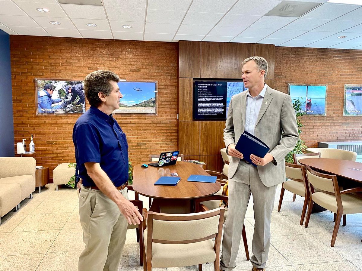 RepBlakeMoore's tweet photo. The research happening at the USU Water Research Laboratory &amp; the new USU Institute for Land, Water, &amp; Air is critical to understanding our most precious resources. I was very impressed by the state-of-the-art capabilities &amp; operations happening here in Logan. #utpol @USUAggies https://t.co/Grm9CS1KSb